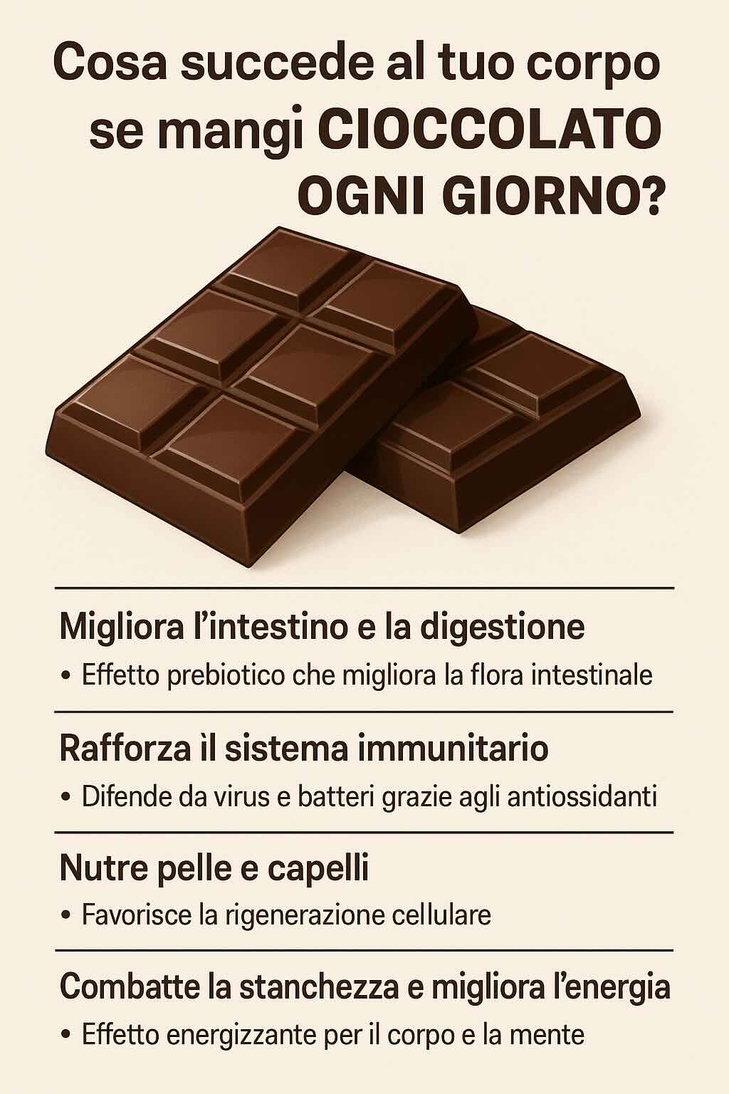 Cosa succede se mangi cioccolato ogni giorno